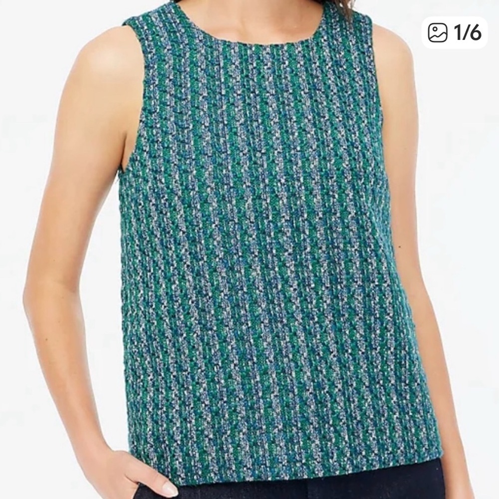 J. Crew Factory women’s fully lined Tweed button-back shell blouse office NWT